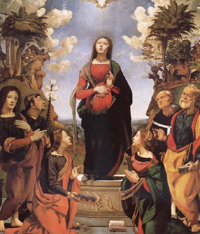 Piero di Cosimo The Immaculada Concepcion and six holy Century XVI I china oil painting image